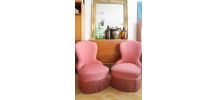 Paire de fauteuils crapauds vintage rose
