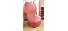Paire de fauteuils crapauds vintage rose