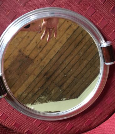 Plateau miroir metal argenté art déco