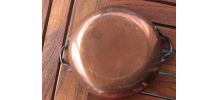 Petit plat rond en cuivre étamé 