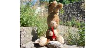 LAPIN PELUCHE ANCIEN 45 CM BON ETAT MARRON