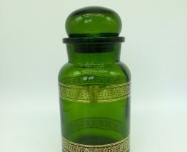 Bocal vert-doré et coupelles 70's