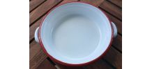 1950-Petit plat rond émaillé fabrication française