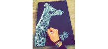 Dessin Giraffe crayon blanc