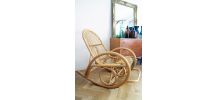 Rocking chair vintage en rotin 70's / Fauteuil à bascule
