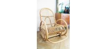 Rocking chair vintage en rotin 70's / Fauteuil à bascule