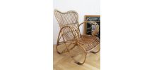 Fauteuil rotin vintage avec de la récup années 50/60