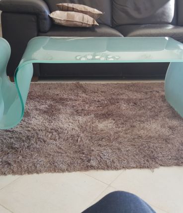 table de salon design en verre trempe