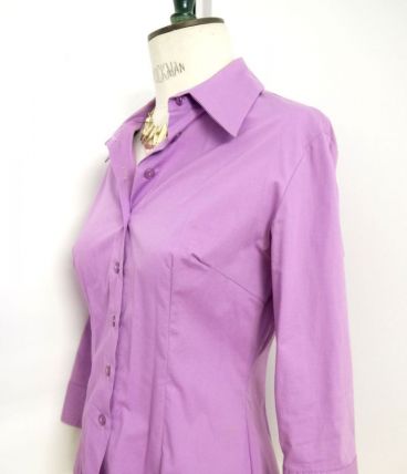 Chemise cintrée chic working girl violet lilas parme vintage