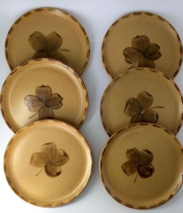 6 Assiettes à dessert en grès