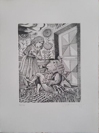Gravure signée, numérotée, G. GIANNINI Alice au pays des M