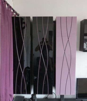 Modules verticaux Design Wave laque Noir et Parme