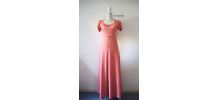 Robe longue hippie rose saumon manches ballons vintage 70's