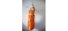 Robe babydoll orange aux motifs fleuris vintage 50's 60's
