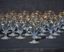 Verres bistrot anciens - bords dorés - par 6