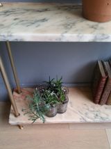 Sellette vintage marbre et pieds laiton