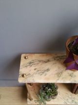 Sellette vintage marbre et pieds laiton