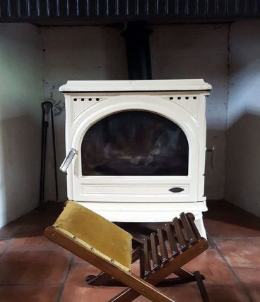 Ancien repose pied à bascule Velour moutarde