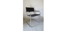 Fauteuils  style Marcel Breuer en cuir noir