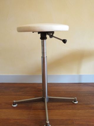Tabouret médical skaï blanc années 60