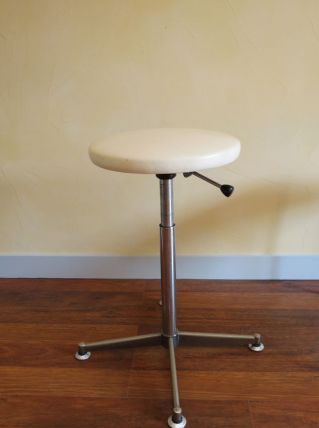 Tabouret médical skaï blanc années 60