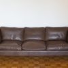 Canapé 3 places vintage cuir marron scandinave années 1970s