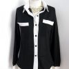 Chemise top bicolore noir blanc black white working girl 
