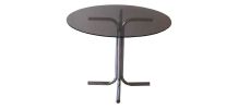 Table ronde verre fumé et chrome - vintage 70