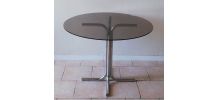 Table ronde verre fumé et chrome - vintage 70