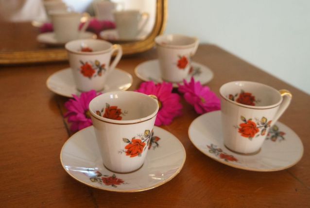 Set de 4 tasses + coupelles Bavaria