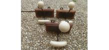 lot de 3 pateres bois , céramique
