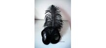 Coiffe en velours noir Charleston plume autruche vintage 20s