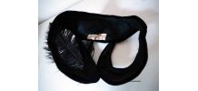 Coiffe en velours noir Charleston plume autruche vintage 20s