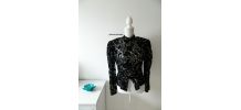 Blouse baroque velours dentelle et strass vintage 80s