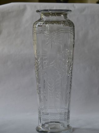 Grand vase en verre à décor floral