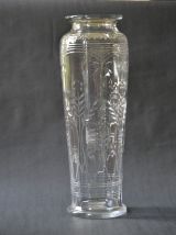 Grand vase en verre à décor floral