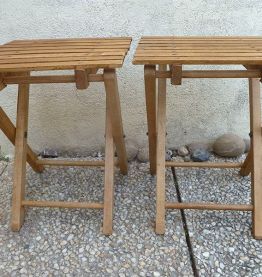 lot de 2 tabourets pliables en bois