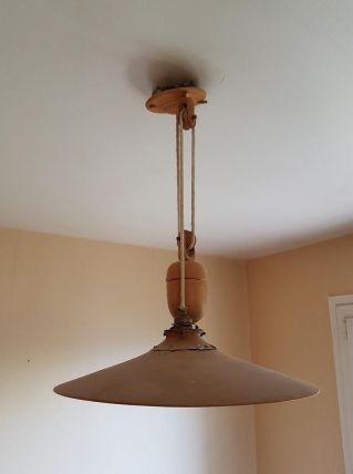 Lustre bois avec poulie