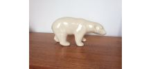 L&amp;amp;V CERAM OURS POLAIRE -ART DECO en céramique craquelé