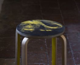 TABOURET BUFFLE JAUNE