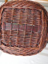 Ancienne Corbeille Artisanale Rotin et poignées en bois