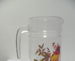 pichet en verre thème oiseaux