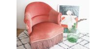 Fauteuil crapaud en velours ROSE années 60
