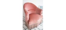 Fauteuil crapaud en velours ROSE années 60