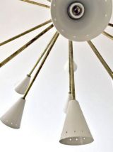 Lustre Sputnik en laiton 24 lumières couleur blanc ivoire