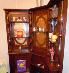 BAR VINTAGE BOIS MASSIF et miroir vieilli