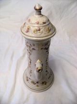 Théière carafe en grès émaillé motif floral signée