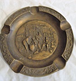 Cendrier vide poche bronze régule scène de vie mer