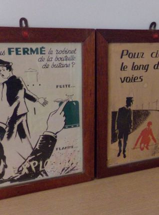 lot de 3 lithographies de prévention. 
