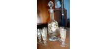 Carafe / verres soufflés peints main/ poli 1930